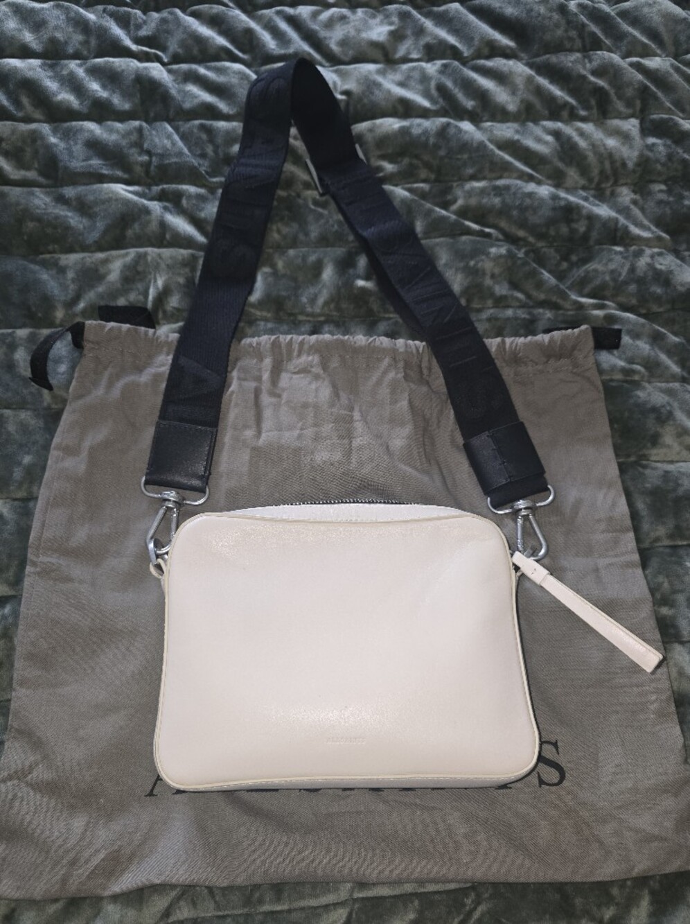 AllSaints Cream 'Lucille' Leather Crossbody Bag